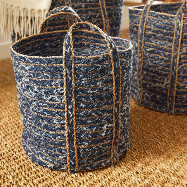 Denim Round Baskets, Set Of 3 For Sale - Image 11 of 11