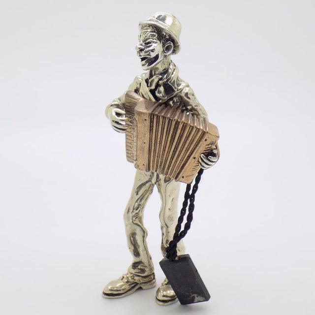 Vintage Italian Handmade Silver and Brass Accordion Player Sculpture by Etruria Gioielli, 1980s For Sale - Image 10 of 15
