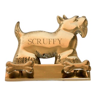 Brass Scottie Wall Leash Holder For Sale