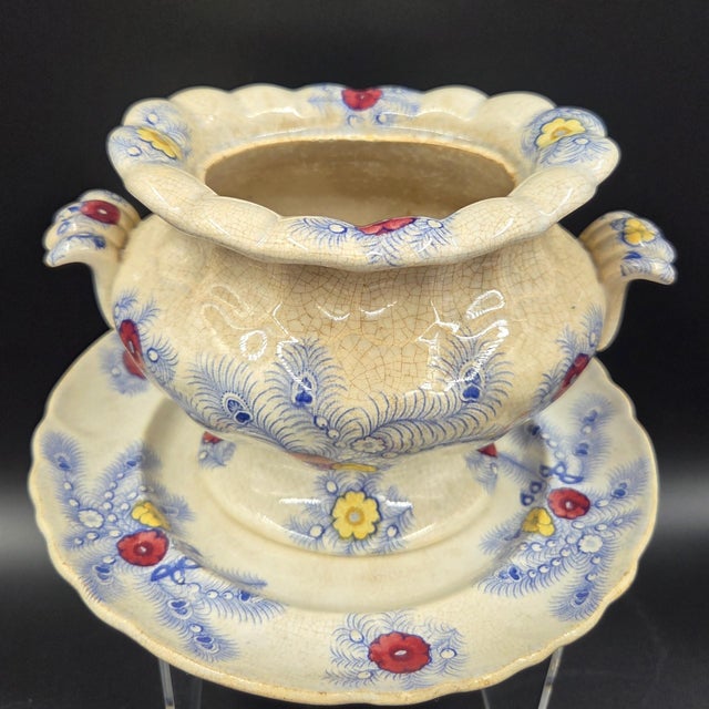This exquisite two-piece Victorian ceramic set is a rare find for collectors of English transferware. Produced by Wood,...