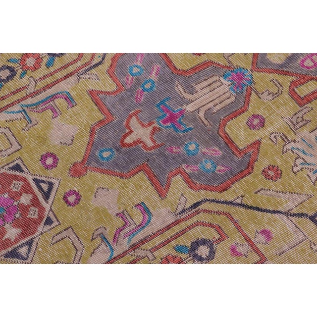 Shabby Chic Vintage 1990's Yellow/Gray Wool Rug - 8'6'' X 12'5'' For Sale - Image 9 of 10