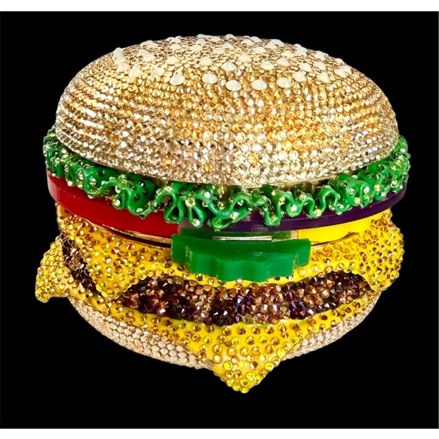 21c Judith Leiber Cheese hamBurger Crystal Gold Minaudiere Evening Clutch Shoulder Bag For Sale - Image 12 of 16