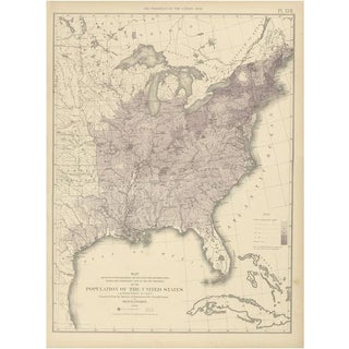 Antique Chart of the US Population by Walker, 1874 For Sale