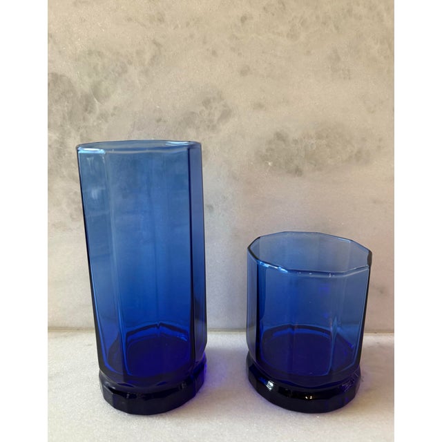 1990s Set of 6 Vintage Anchor Hocking Essex Cobalt Blue Lowball Glasses For Sale - Image 12 of 12