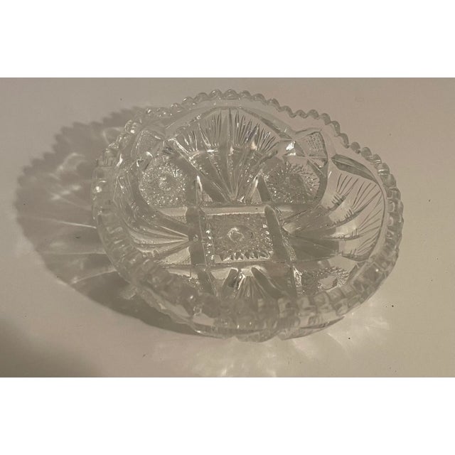 Antique Imperial Glass Nucut Candy or Relish Dish. This elegant piece is intrically cut with hobstars and pinwheels. It is...