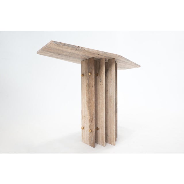 Cream Vintage Travertine Console, Italy For Sale - Image 8 of 10