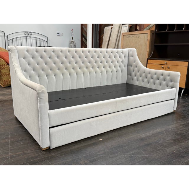 Modern Twin Size Restoration Hardware Devyn Tufted Daybed + Trundle For Sale - Image 3 of 12