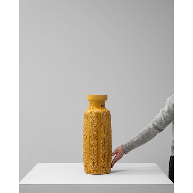 Mid-Century Modern 1960s German W. Germany Mid-Century Modern Yellow Mustard Ceramic Vase For Sale - Image 3 of 18