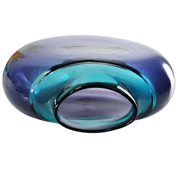 Glass Signed Maureen Williams Australian Art Glass Vase – 5.75” Purple & Green For Sale - Image 7 of 8