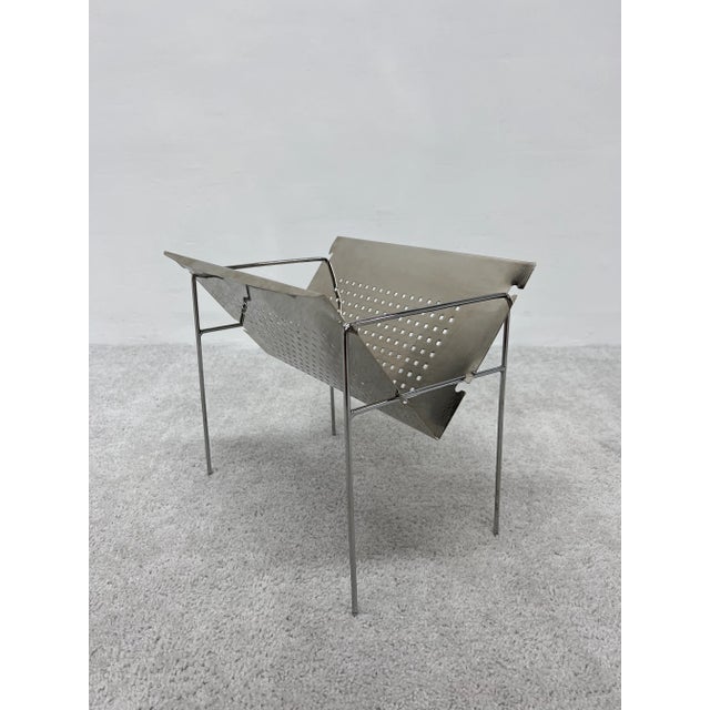 1960s Mid-Century Brazilian Modern Perforated Chrome Magazine Rack, 1960s For Sale - Image 5 of 13