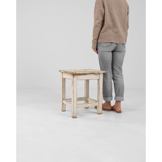 Rustic European Early 20th Century Central European Wood Patinated Stool For Sale - Image 3 of 18