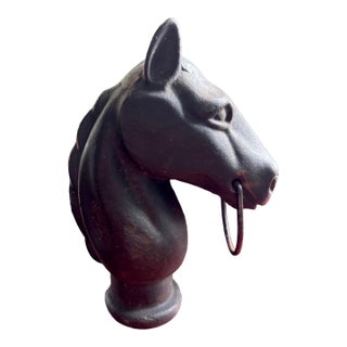 Antique Cast Iron Horse Head Hitching Post For Sale