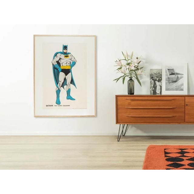 Original Poster of 1966 of the Comic Superhero in Popart style. Hinged framed with passepartout in a handmade ash wood...