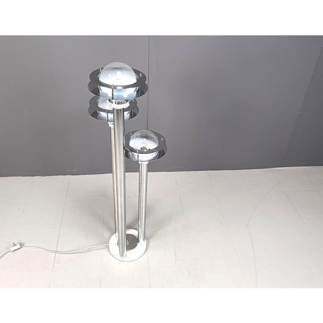 Mid-Century Modern Space Age Chromed and Glass Floor Lamp, 1970s For Sale - Image 3 of 10