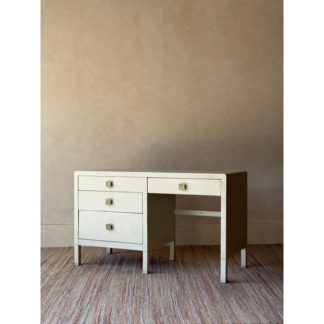 Vintage Simmons Metal Desk With Original Square Pulls, C 1940s For Sale - Image 9 of 15