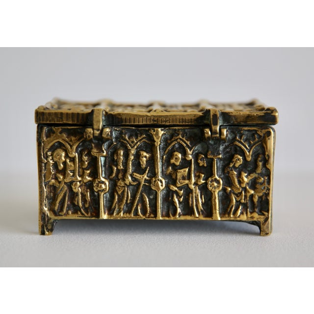 1950s Brutalist Bronze Box with Medieval Decor, 1950s For Sale - Image 5 of 7