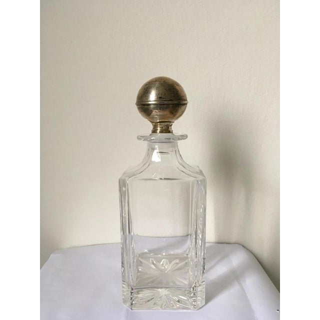 Italian Crystal Bottle with Silver Stopper, 1990s For Sale - Image 15 of 16
