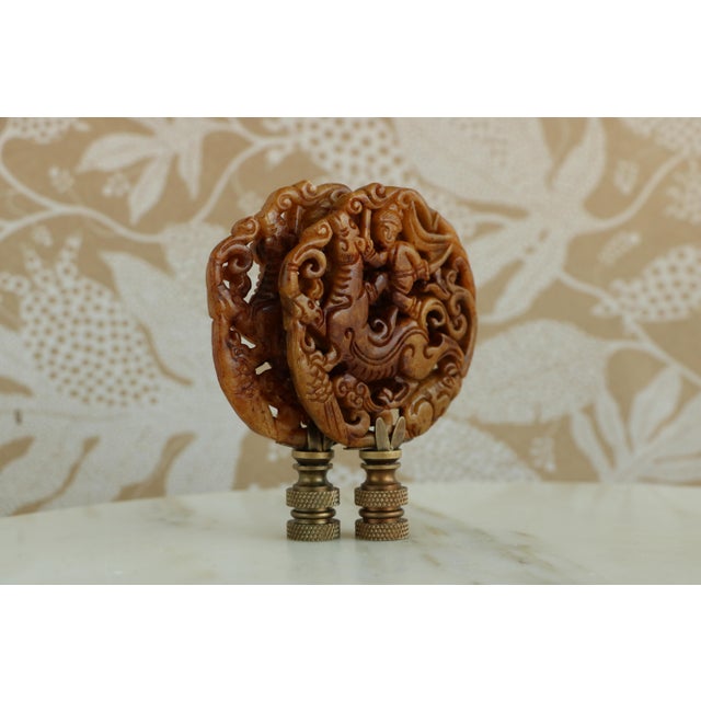 Chinese Chinese Horseman Lamp Finials on Bronze Hardware - A Pair For Sale - Image 3 of 7