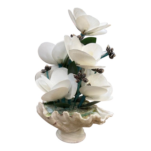 Seashell Floral Arrangement Bouquet Figure Decor Vintage Sea Shells For Sale