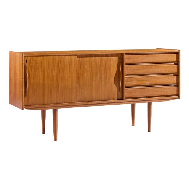 Omann Jun Style Mid Century Danish Teak Credenza For Sale