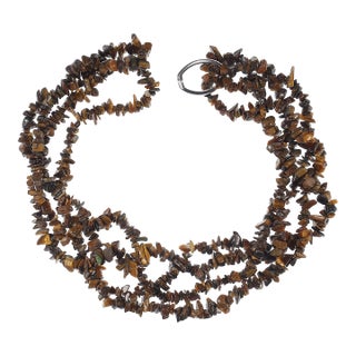 Ajd Two 34 Inch Infinity Chatoyant Tiger's Eye Chip Necklaces Great Gift For Sale