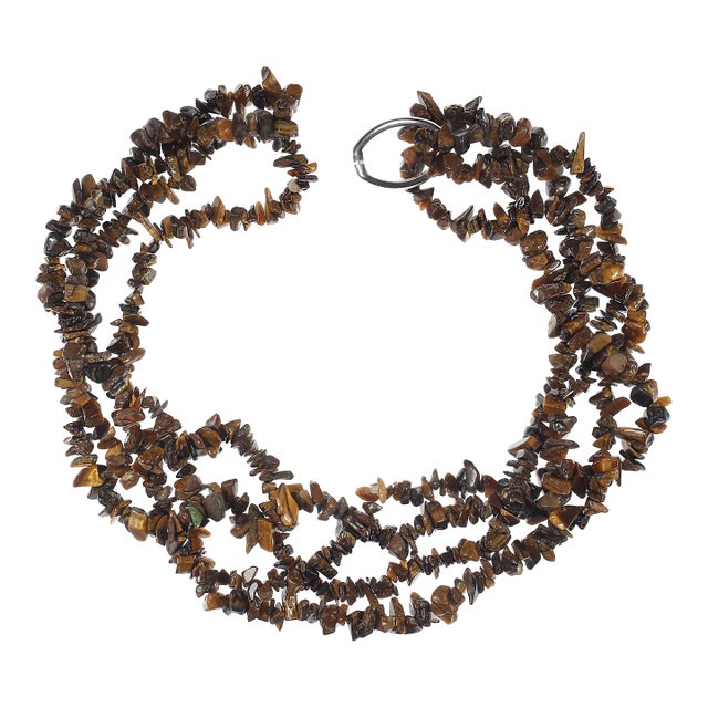 Ajd Two 34 Inch Infinity Chatoyant Tiger's Eye Chip Necklaces Great Gift For Sale