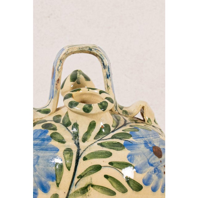 Vintage Double Spout Ceramic Jug With Hand Painted Florals For Sale - Image 4 of 5