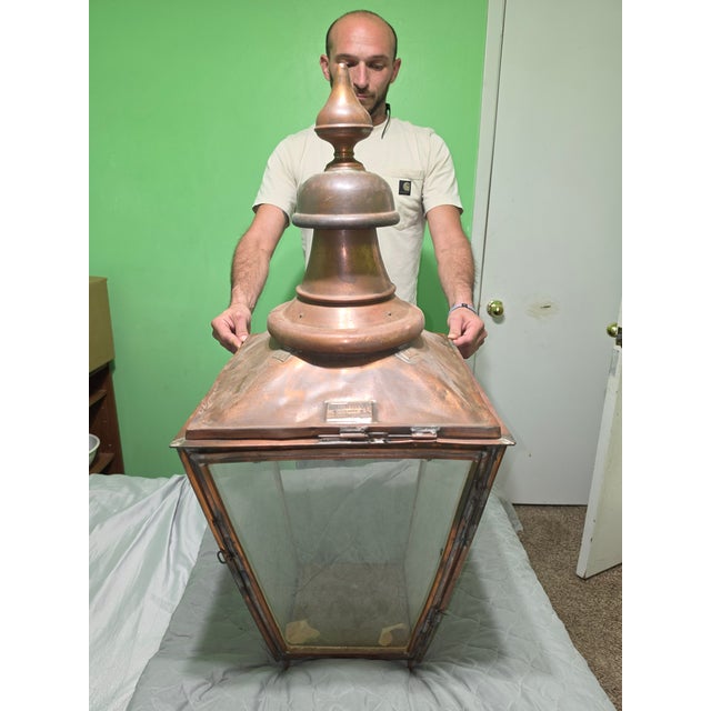 Antique British Copper Street Lanterns by W. Parkinson & Co., - Pair For Sale - Image 11 of 11