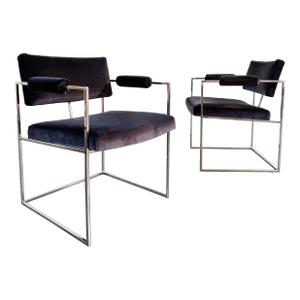 1970s A Pair of 1188 'Thin Line' Armchairs by Milo Baughman