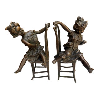 Antique Franz Iffland Art Nouveau Bronze Sculptures - Mirrored Pair For Sale