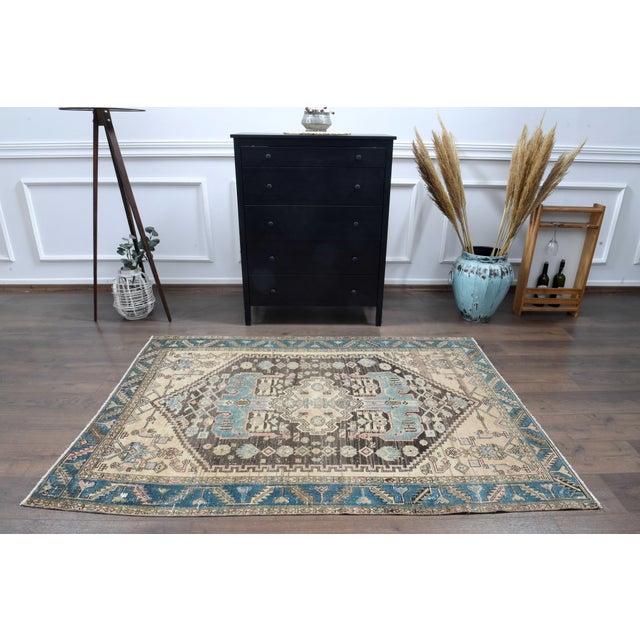 1970s Vintage Persian Handmade Wool Cotton Area Rug For Sale - Image 9 of 11