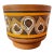 Vintage Mid-Century Ceramic Planter With Dimensional Fat Lava Style Glaze, Orange Brown & Teal For Sale