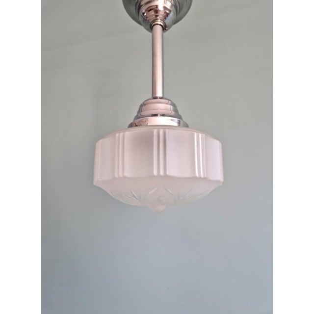 1920s Art Deco Pendant Light in Frosted Glass, 1920s For Sale - Image 5 of 12