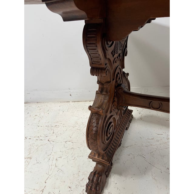 20th Century Renaissance Carved Walnut Dining Table For Sale - Image 17 of 18