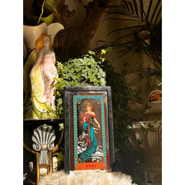 The Four Seasons Mirror Panels after Alfons Mucha, 1970s, Set of 4 For Sale - Image 9 of 10