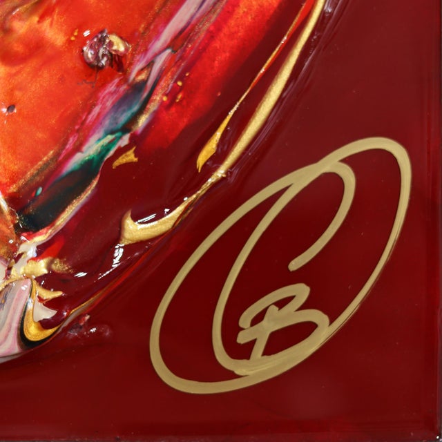 Le Feu Interieur X - Colorful Impasto Textured Heart Artwork on Wood Panel by Cynthia Coulombe-Bégin For Sale - Image 4 of 9