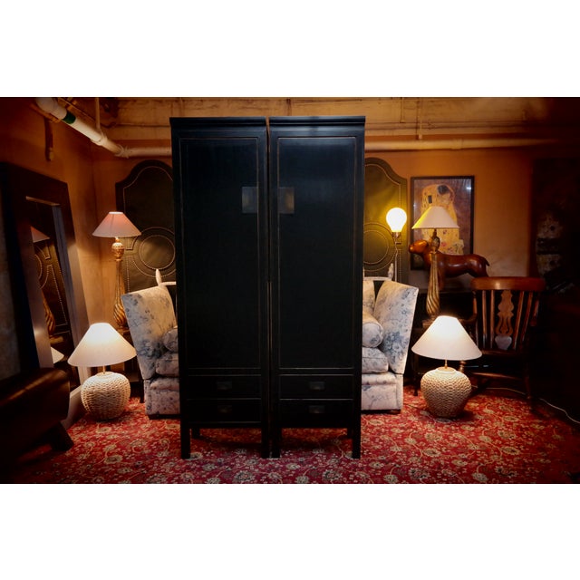Vintage Cabinet in Black Lacquered Ash, 2010s, Set of 2 For Sale - Image 15 of 18