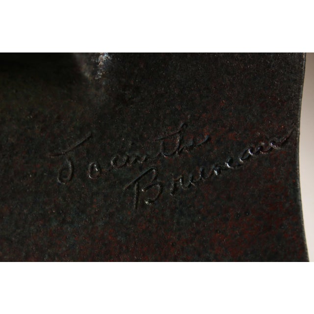 Blue Jacinthe Bruneau Pair Tribal Mask Raku Ceramic Sculptures For Sale - Image 8 of 13