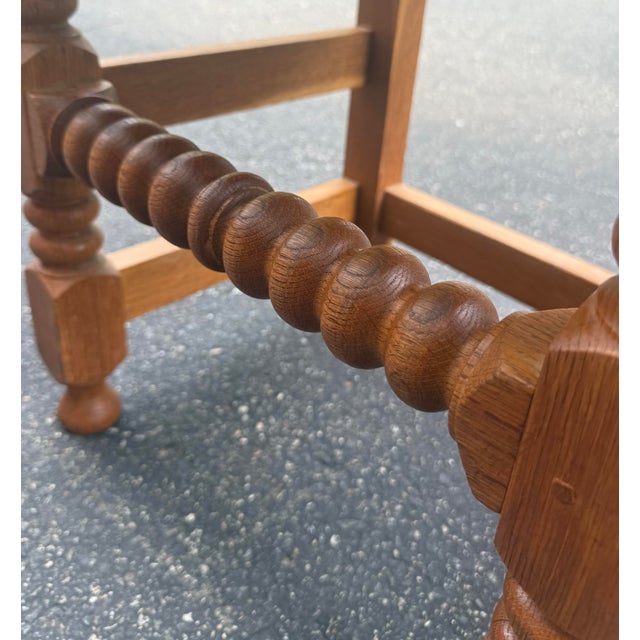 Early 1900’s Oak and Leather Cromwellian Dining Chairs - Set of 6 For Sale - Image 9 of 10