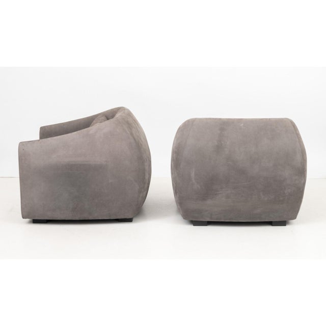 Animal Skin Modern Style Gray Suede Tub Chairs, Pair For Sale - Image 7 of 8