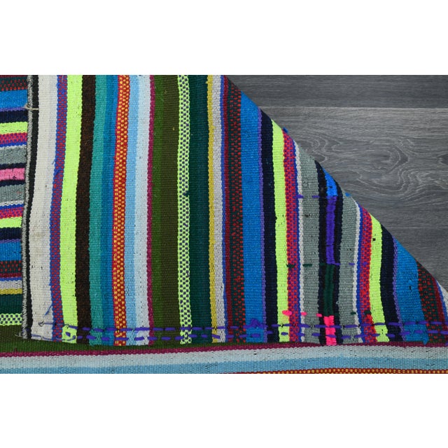 1970s Vintage Turkish Oushak Handmade Wool Cotton Green Area Rug For Sale - Image 9 of 11