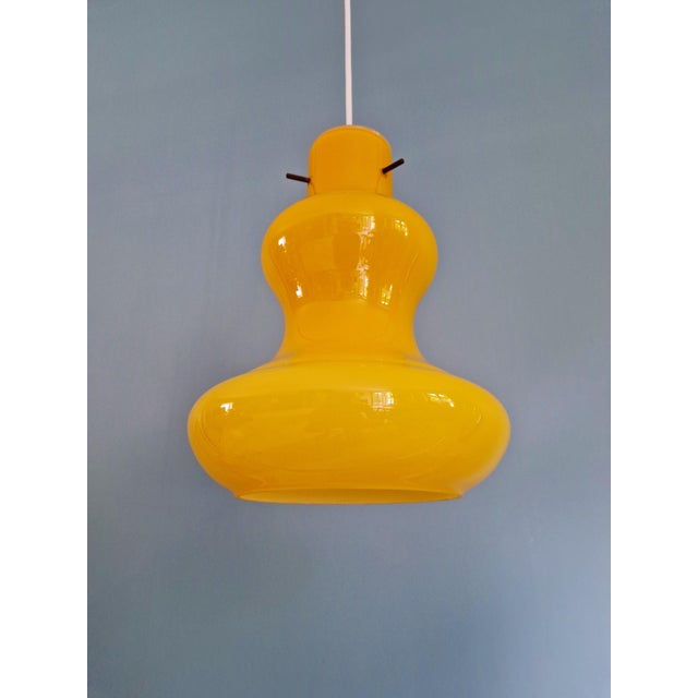 Vintage Yellow Opaline Glass Pendant Light, Italy, 1960s For Sale - Image 6 of 14