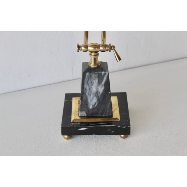 1980s Vintage Brass Office Table Lamp Marble Base For Sale - Image 5 of 17