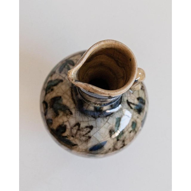 Small Hand-Painted Ceramic Vase with Floral Pattern and Handle, 18th Century For Sale - Image 5 of 11