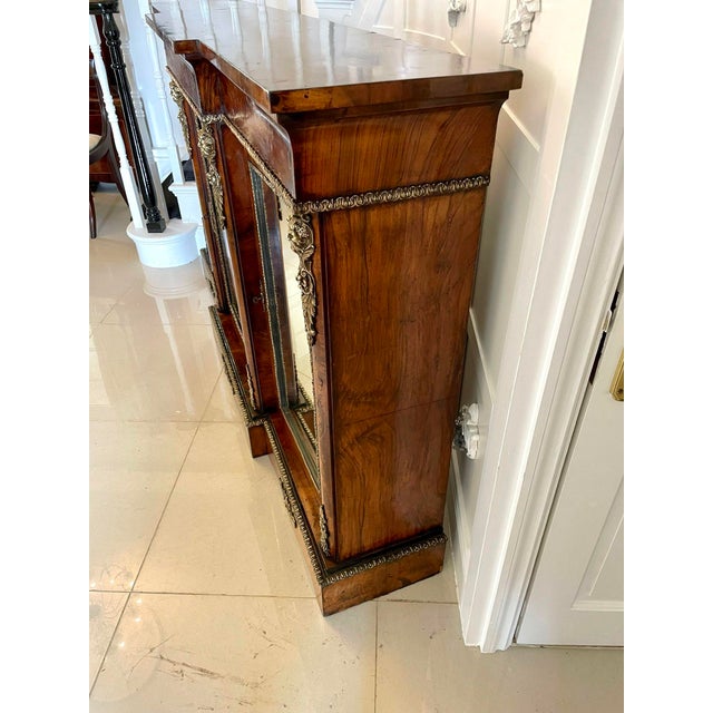 Large Antique Victorian Inlaid Floral Marquetry Burr Walnut Ormolu Mounted Credenza, 1850s For Sale - Image 12 of 18