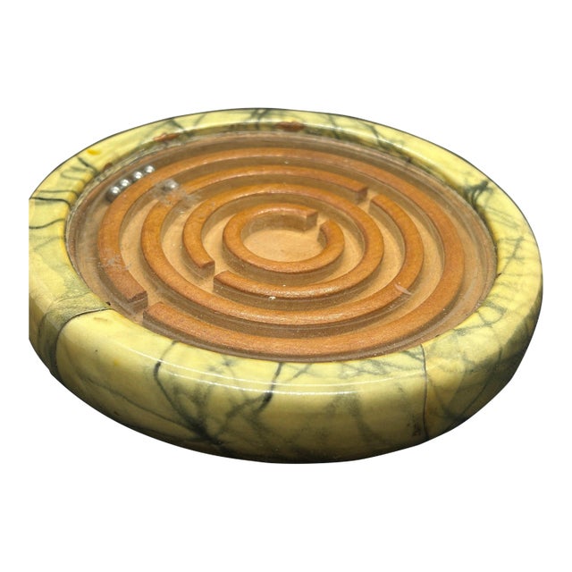 Antique 1920s Signed Marbled Bakelite Dexterity Maze Game — 'Japa' For Sale