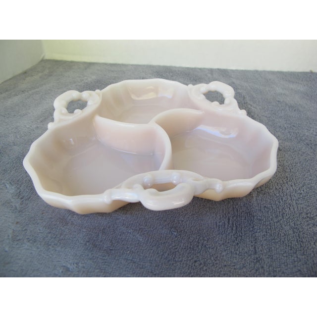 Cambridge Glass Company 1930s Milky Pink Glass Relish/Candy Dish, 3-Chambers For Sale - Image 4 of 7