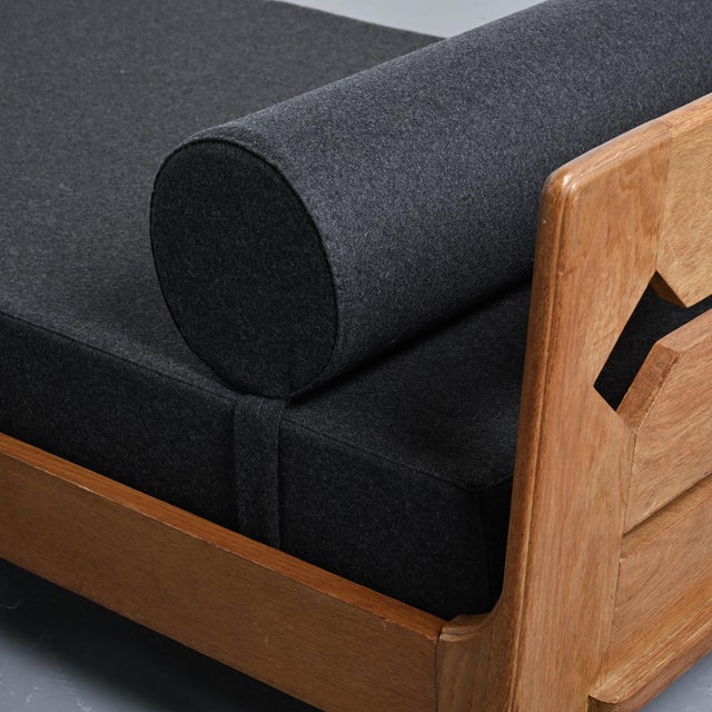 Vintage Oak Bed by René Gabriel, Lieuvin, 1948 For Sale - Image 13 of 14