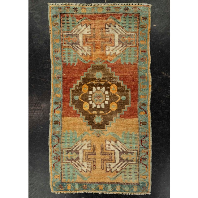 Red Turkish Mini Rug Oriental Hand Knotted Vintage Rug 1'7" x 2'11" #21181 For Sale - Image 8 of 8