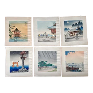 Tokoriki Set of 6 Vintage Japanese Woodblock Prints